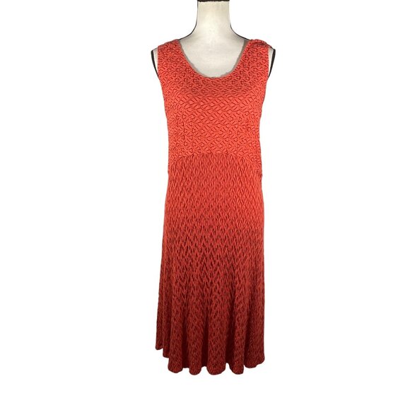 Habitat Sleeveless coral pink Red Textured Knit Dress M  Rayon Blend stretch - Picture 1 of 11